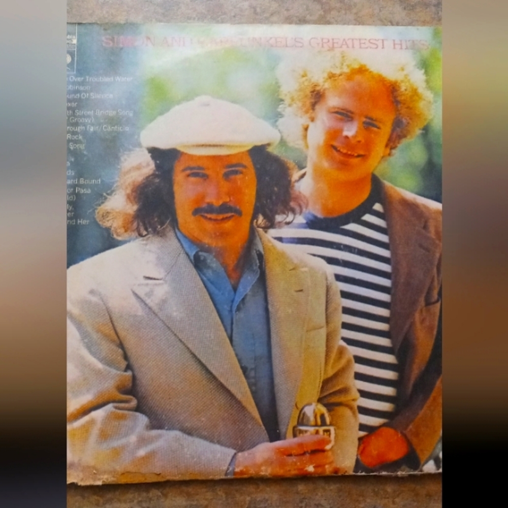 Columbia Beige, Cream & Navy Vinyl Album Cover Featuring Duo Portrait